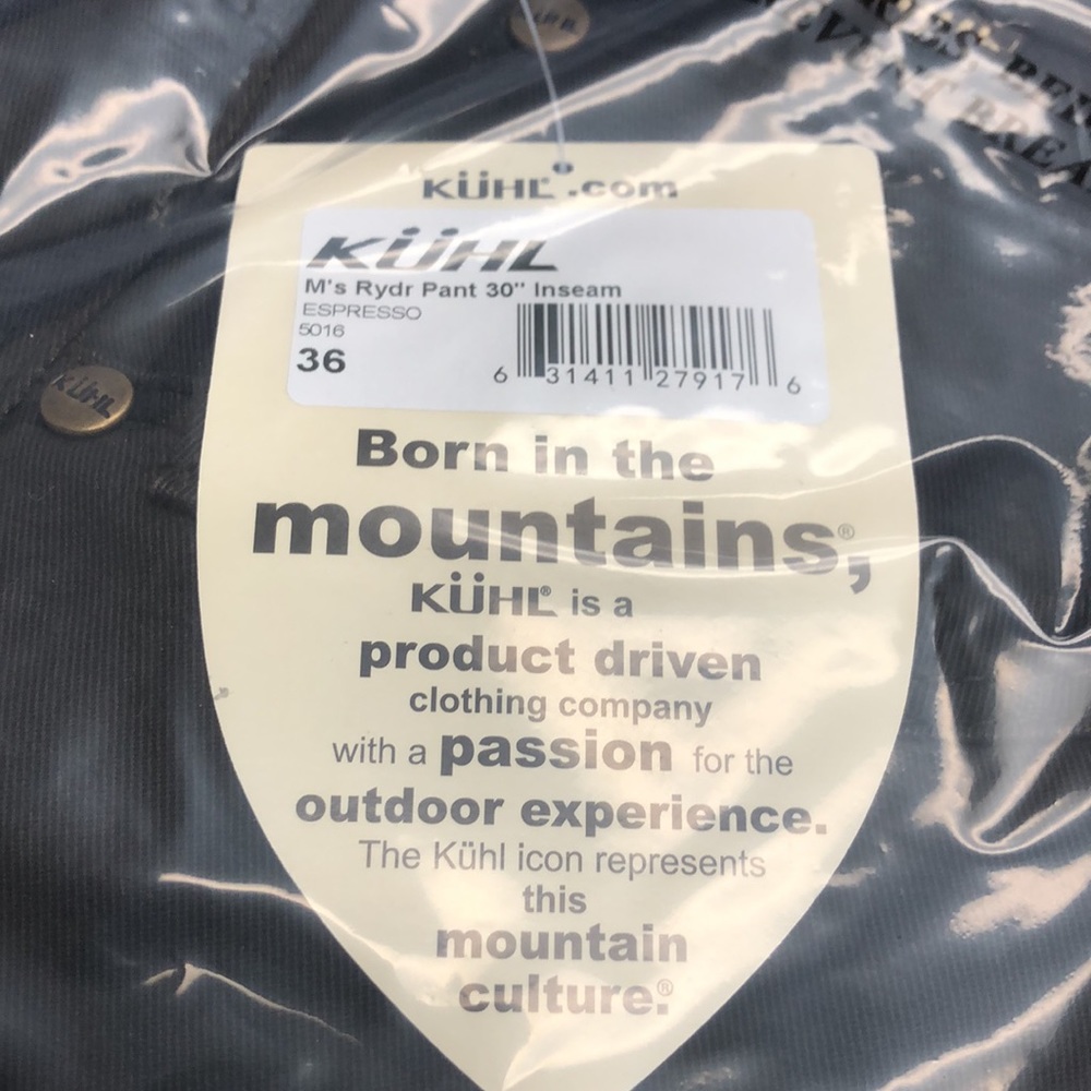 Kuhl Men's Full Fit Rydr Pants - Espresso New With Tags - Picture 7 of 7